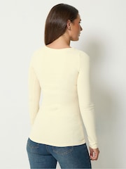 Long Tall Sally Cream Ribbed Boat Neck Top - Image 3 of 6