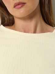 Long Tall Sally Cream Ribbed Boat Neck Top - Image 4 of 6