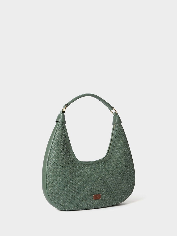 Osprey London Green The Alba Woven Leather Shoulder Bag - Image 2 of 7 Osprey London Green The Alba Woven Leather Shoulder Bag - Image 2 of 7