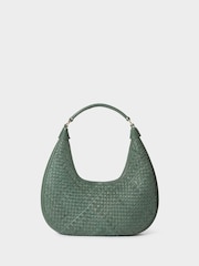 Osprey London Green The Alba Woven Leather Shoulder Bag - Image 3 of 7