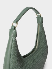 Osprey London Green The Alba Woven Leather Shoulder Bag - Image 6 of 7