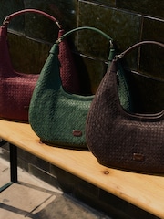 Osprey London Green The Alba Woven Leather Shoulder Bag - Image 7 of 7
