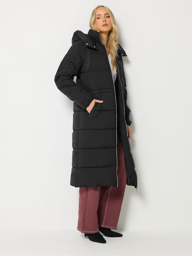 Long Tall Sally Black Padded Hooded Midi Coat - Image 2 of 7 Long Tall Sally Black Padded Hooded Midi Coat - Image 2 of 7