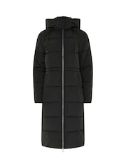 Long Tall Sally Black Padded Hooded Midi Coat - Image 6 of 7