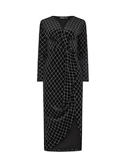 M&Co Black Glitter Velvet Wrap Dress - Image 5 of 6