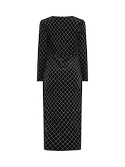 M&Co Black Glitter Velvet Wrap Dress - Image 6 of 6