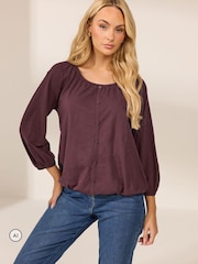 M&Co Purple Button Through Cotton Blouse - Image 1 of 3