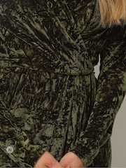 Long Tall Sally Green Crushed Velvet Wrap Midi Dress - Image 4 of 6