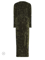 Long Tall Sally Green Crushed Velvet Wrap Midi Dress - Image 6 of 6