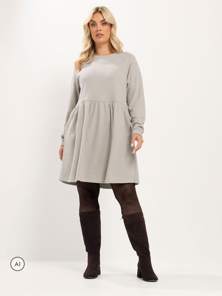 Yours Curve Natural Gathered Dress - Image 2 of 6