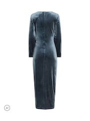 Long Tall Sally Grey Twist Front Velvet Maxi Dress - Image 6 of 6