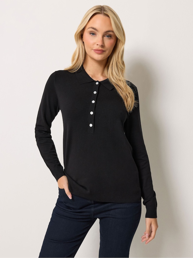 Svart - M&Co Halv Knappslå Jumper - Bild 2 av 7