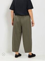 Yours Curve Green Faux Suede Barrel Leg Trousers - Image 3 of 6