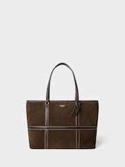 Шоколадно-коричневий - Osprey London The Contrast Large Suede Tote Bag - Image 1 of 5