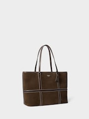 Шоколадно-коричневий - Osprey London The Contrast Large Suede Tote Bag - Image 2 of 5