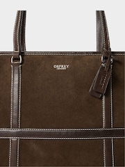 Шоколадно-коричневий - Osprey London The Contrast Large Suede Tote Bag - Image 4 of 5