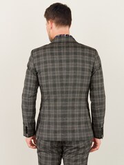 Grey Skinny Fit Trimmed Check Suit: Jacket - Image 2 of 4