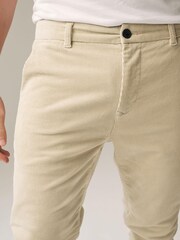Ecru White Slim Fit Corduroy Chino Trousers - Image 1 of 11