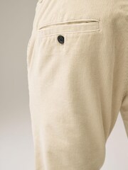 Ecru White Slim Fit Corduroy Chino Trousers - Image 7 of 11