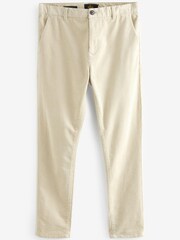 Ecru White Slim Fit Corduroy Chino Trousers - Image 8 of 11