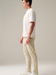 Ecru White Slim Fit Corduroy Chino Trousers - Image 3 of 11