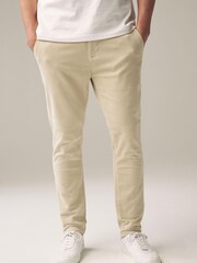 Ecru White Slim Fit Corduroy Chino Trousers - Image 4 of 11