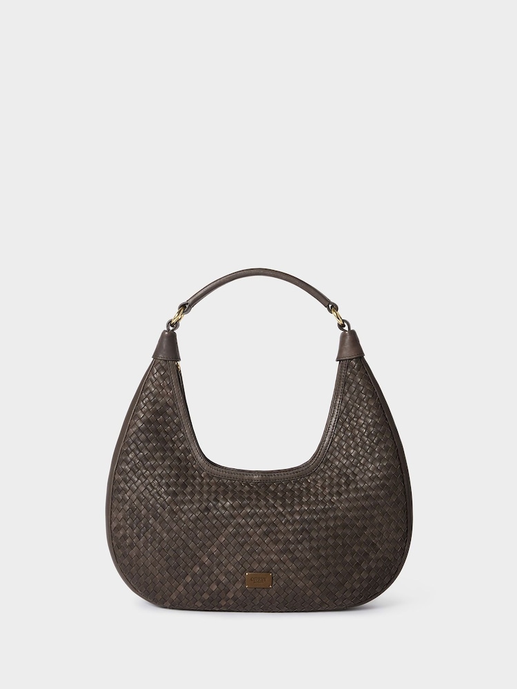 Osprey London Brown The Alba Woven Leather Shoulder Bag - Image 1 of 6 Osprey London Brown The Alba Woven Leather Shoulder Bag - Image 1 of 6