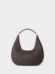 Osprey London Brown The Alba Woven Leather Shoulder Bag - Image 3 of 6