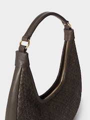 Osprey London Brown The Alba Woven Leather Shoulder Bag - Image 5 of 6