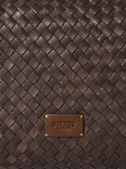 Osprey London Brown The Alba Woven Leather Shoulder Bag - Image 6 of 6