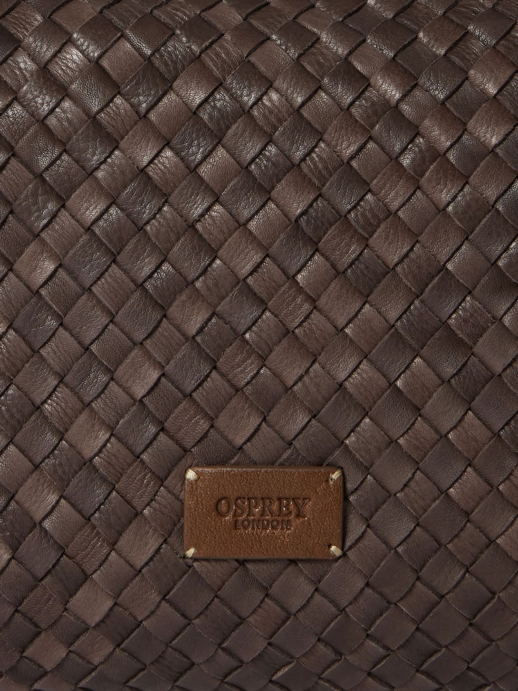 Osprey London Brown The Alba Woven Leather Shoulder Bag - Image 6 of 6 Osprey London Brown The Alba Woven Leather Shoulder Bag - Image 6 of 6