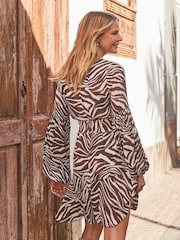 Rochie fit Sosandar Animal Imprimeuri Dantelă față &Evazat - Image 3 of 6