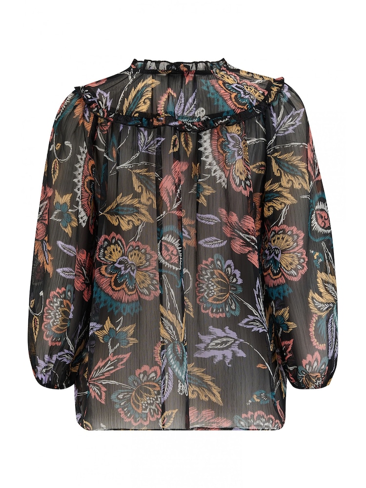 Pour Moi Black Sian Chiffon 3/4 Sleeve Blouse - Image 4 of 4