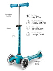 Micro Scooter Aqua Blue Mini Deluxe LED Three Wheel Scooter 2-5 Years - Image 4 of 5