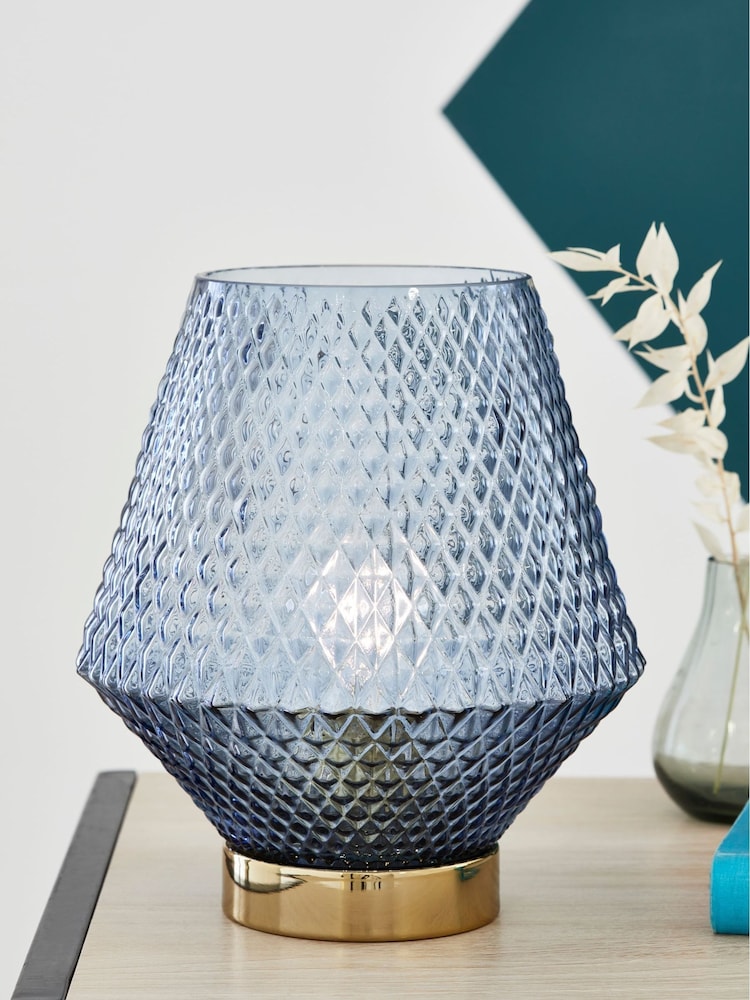 Navy/Gold Battery Operated Medium Tapered Ambient Lamp - Image 1 of 6