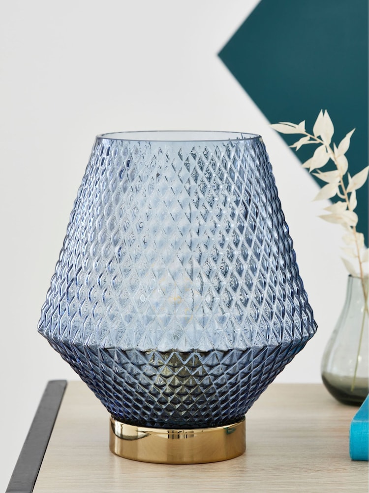 Navy/Gold Battery Operated Medium Tapered Ambient Lamp - Image 6 of 6