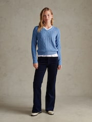 U.S. Polo Assn. Blue V-Neck Cable Knit Jumper - Image 3 of 6