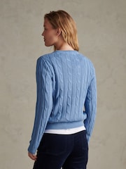 U.S. Polo Assn. Blue V-Neck Cable Knit Jumper - Image 4 of 6