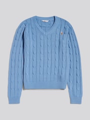 U.S. Polo Assn. Blue V-Neck Cable Knit Jumper - Image 5 of 6