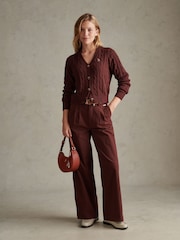 브라운 - U.S. Polo Assn. 풀랭스 와이드 레그 바지 - 8의 이미지 3
