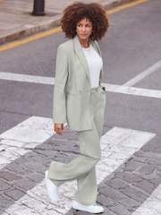 Sosandar Green Relaxed Fit Double Breasted Blazer - Image 3 of 5