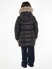 Tommy Hilfiger Black Kids Long Down Jacket - Image 2 of 6