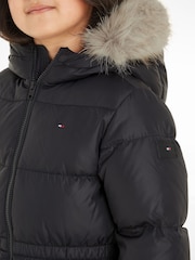 Tommy Hilfiger Black Kids Long Down Jacket - Image 3 of 6