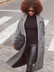 Sosandar Grey Grey & Black Herringbone Wool Mix Longline Coat - Image 6 of 6