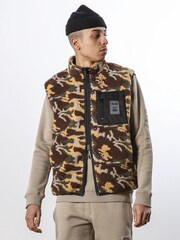 Religion Brown Relaxed Fit Extra Warm Borg Fleece Gilet - Image 1 of 5