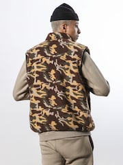 Religion Brown Relaxed Fit Extra Warm Borg Fleece Gilet - Image 2 of 5