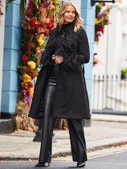 Sosandar Black Luxe Faux Suede & Faux Fur Afghan Coat - Image 3 of 5