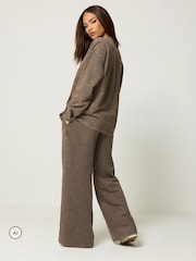 PixieGirl Petite Brown Acid Wash Top & Wide Leg Joggers Set - Image 3 of 7