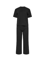 PixieGirl Petite Black T-Shirt & Wide Leg Joggers Set - Image 5 of 6