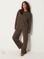 PixieGirl Petite Brown Sweat Jersey Top & Joggers Set - Image 2 of 6